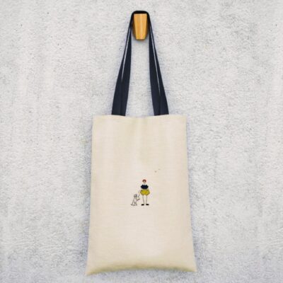 Sac en lin avec broderie faite main et doublure