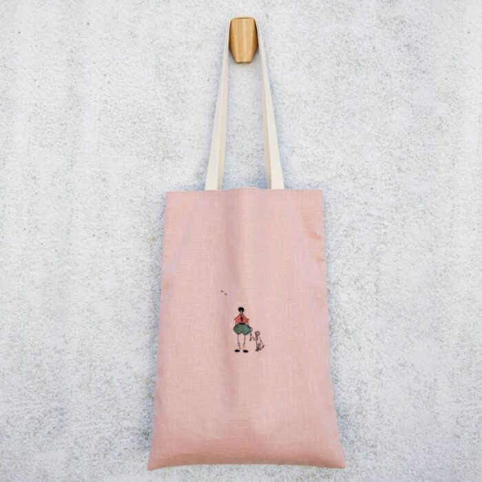 Sac en lin avec broderie faite main
